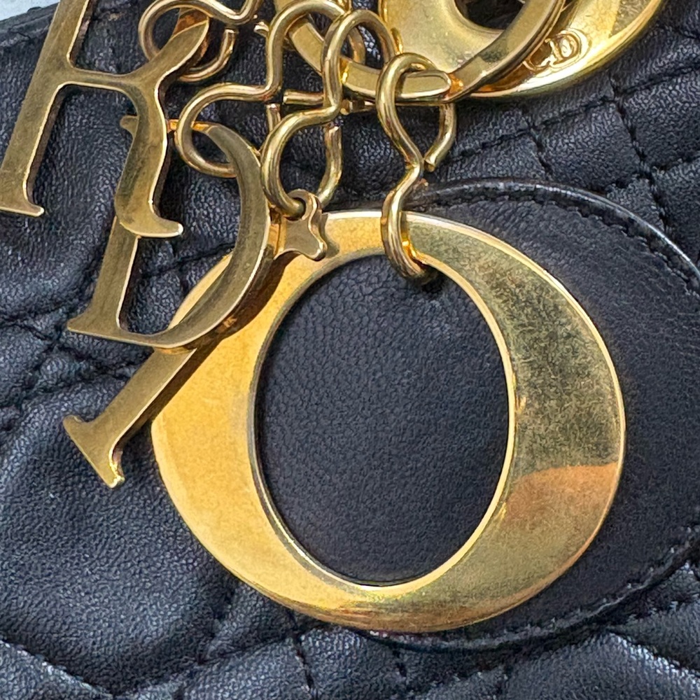 Lady Dior Medium Black Quilted Satchel with Gold Accents - Picture 14 of 16